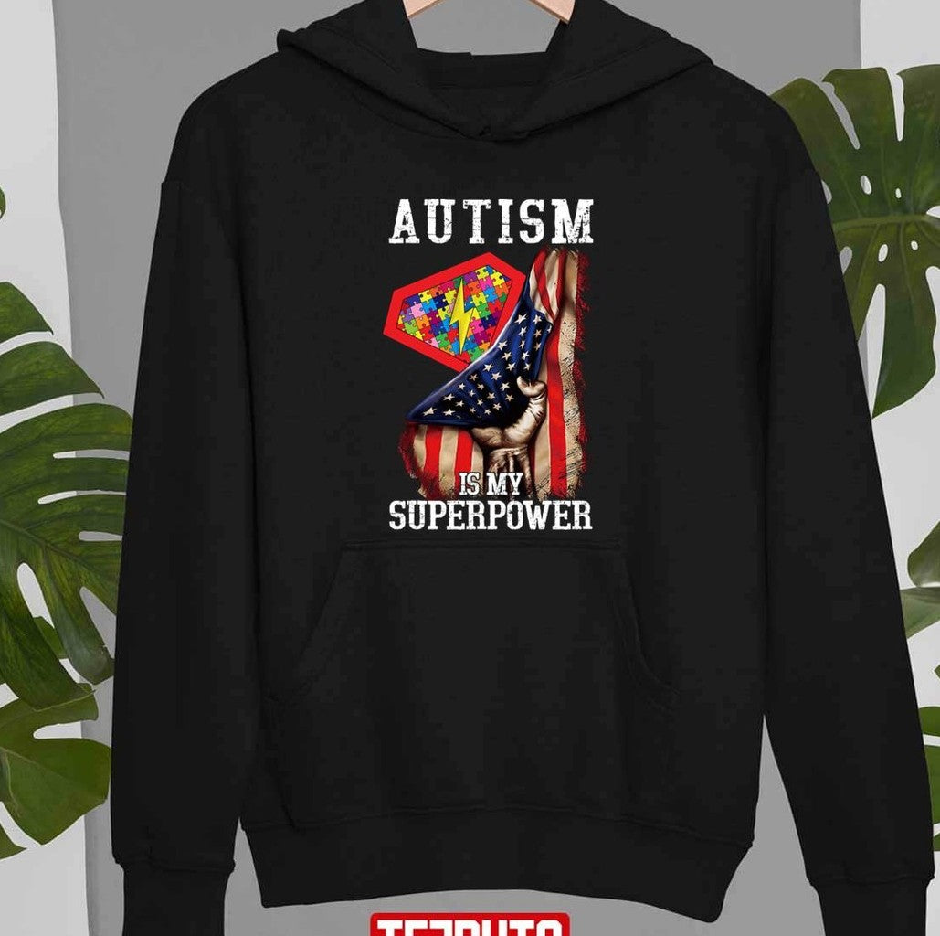 Autism Is My Super Power Superhero Vintage Flag Unisex T-shirt