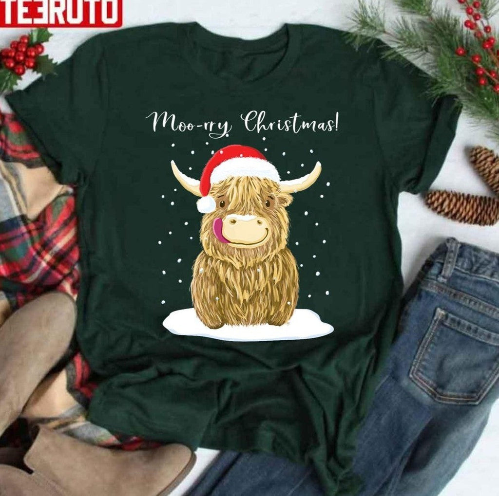 Scottish Highland Cow Moo Rry Christmas Wee Hamish Unisex Sweatshirt