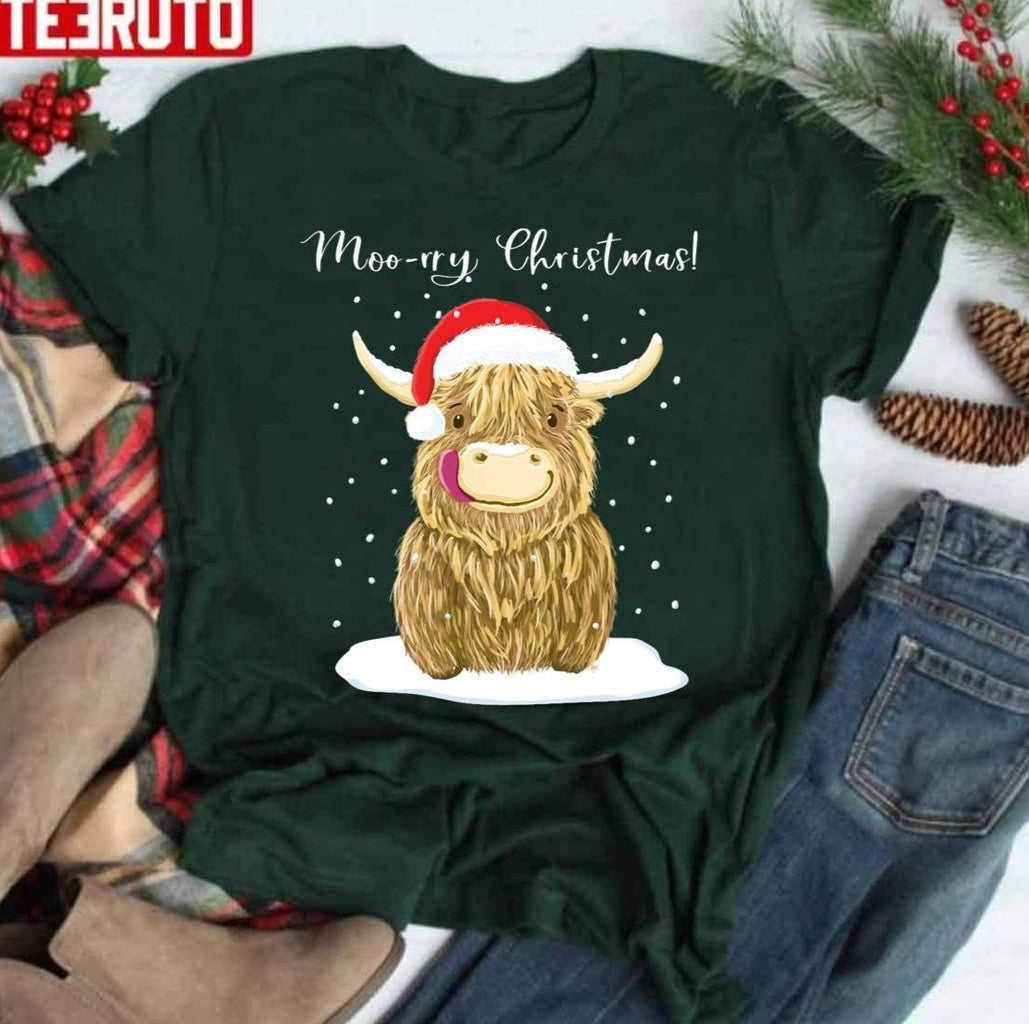 Scottish Highland Cow Moo Rry Christmas Wee Hamish Unisex Sweatshirt