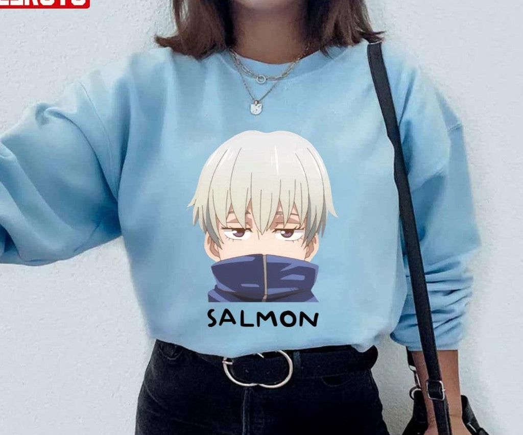 Salmon Toge Inumaki Quote Cute Half Face Jujutsu Kaisen Unisex Hoodie