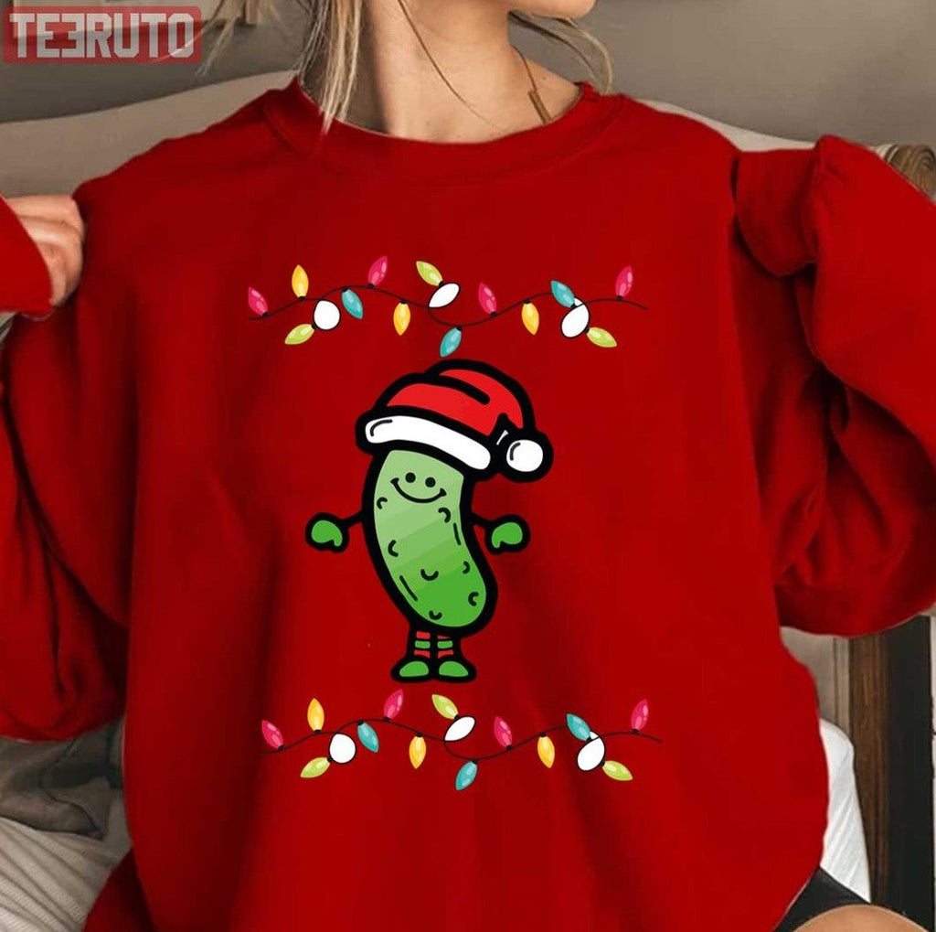 Pickle Christmas With Lights Cute Unisex Sweatshirt