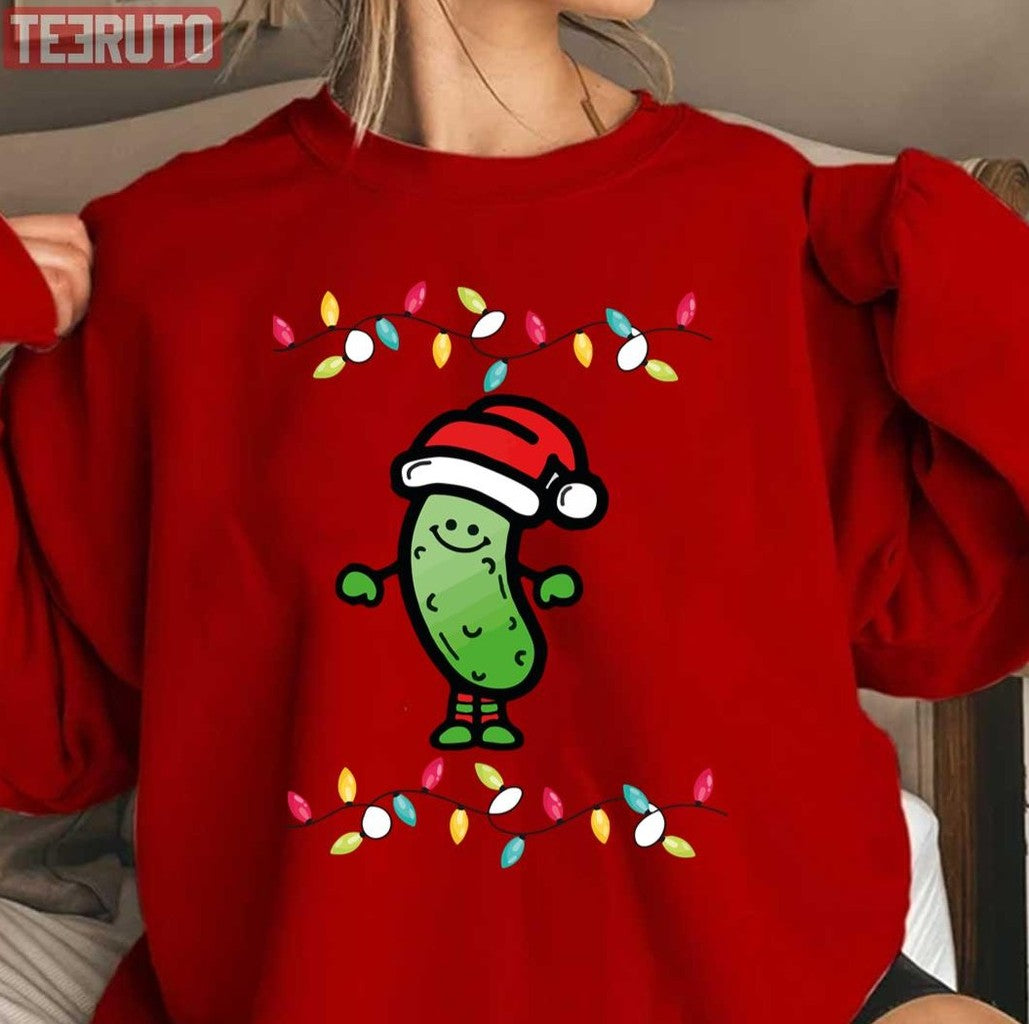 Pickle Christmas With Lights Cute Unisex Sweatshirt