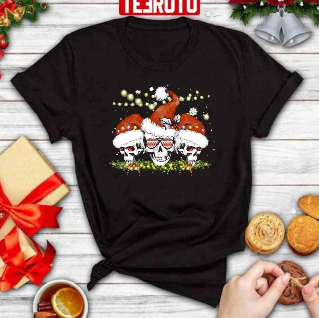 Santa Skulls Light Merry Christmas Unisex Sweatshirt
