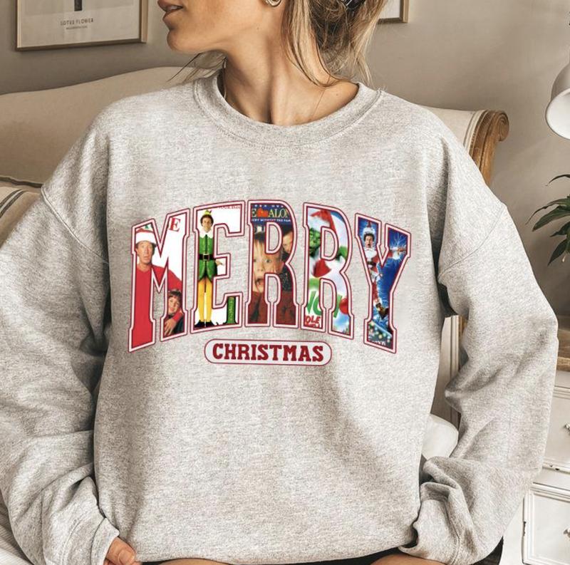 Merry Christmas 90s Movies ShirtSweatshirtHoodie, Retro Crewneck, For Girlfriend, Cotton, Print Tee