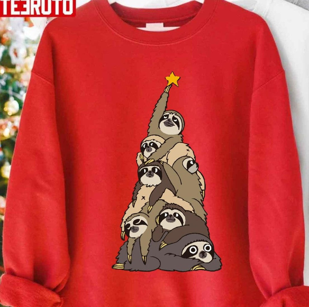 Slothmas Tree Sloth Christmas Tree Lovers Funny Matching Family Unisex Sweatshirt