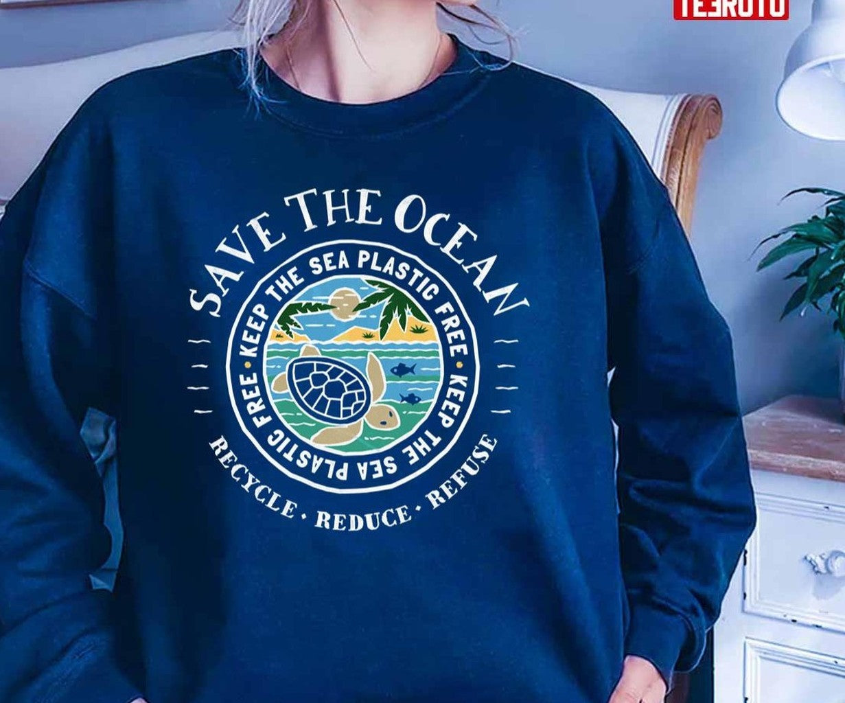 Save The Ocean Keep The Sea Plastic Free Turtle Unisex T-Shirt