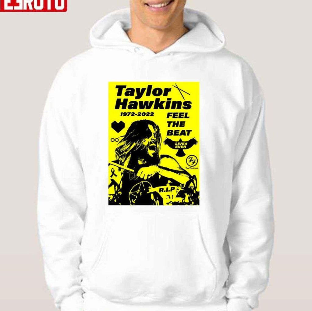 Taylor Hawkins RIP 1972 2022 Feel The Beat Yellow And Black Play Drum Unisex T-Shirt
