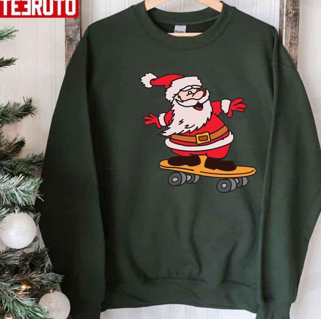 Santa Skateboarding Christmas Unisex Sweatshirt
