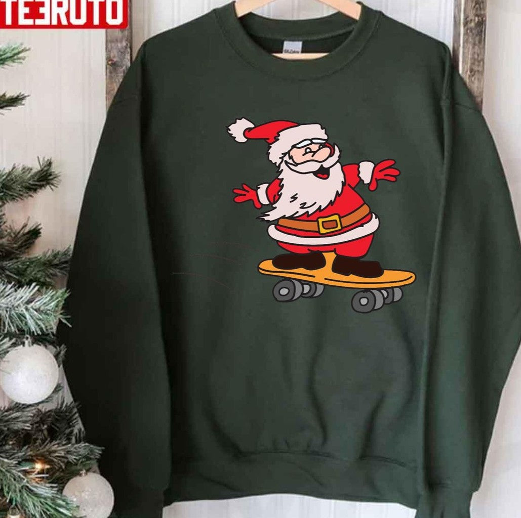 Santa Skateboarding Christmas Unisex Sweatshirt