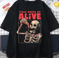 Pizza Keeps Me Alive Dia De Los Muertos Skull Unisex T-shirt