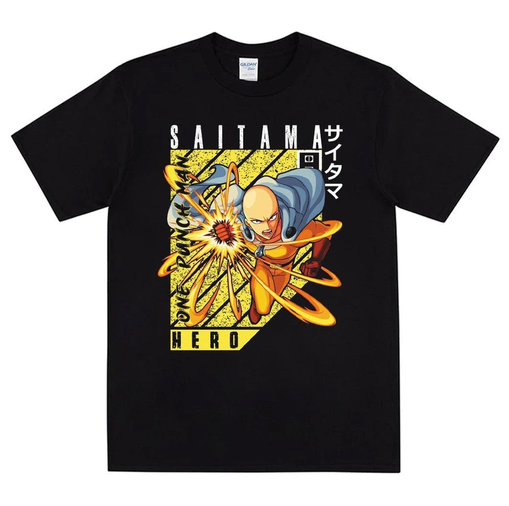 Black Design Saitama One Punch Man Anime Character Unisex T-Shirt