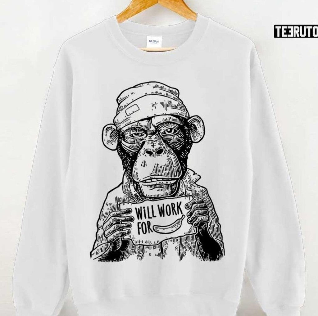 The Great Retro Monkey Will Work For Banana Cute Photographic Unisex T-shirt