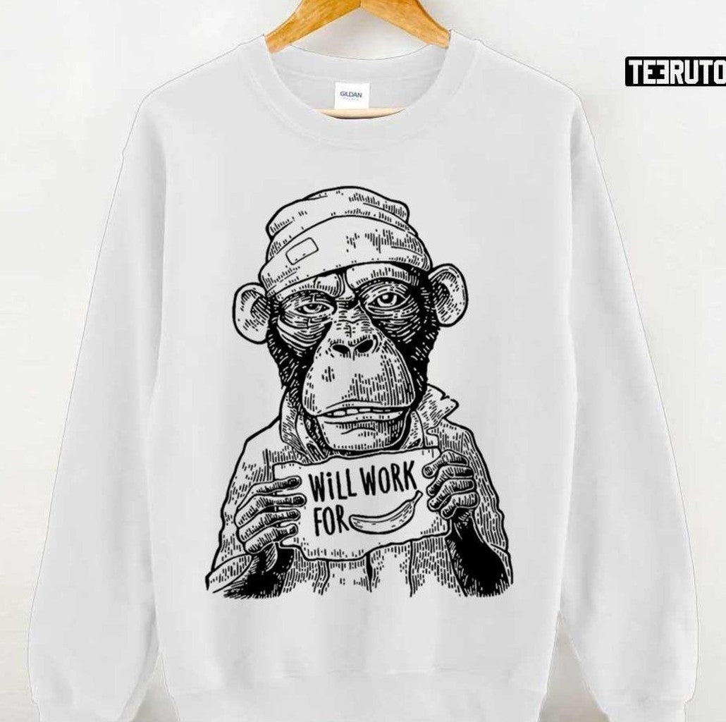 The Great Retro Monkey Will Work For Banana Cute Photographic Unisex T-shirt