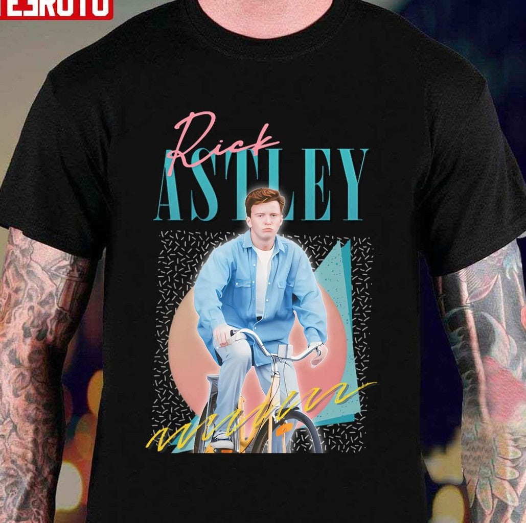 80s Vibin' Cyclin' Aesthetic Rick Astley Unisex T-Shirt