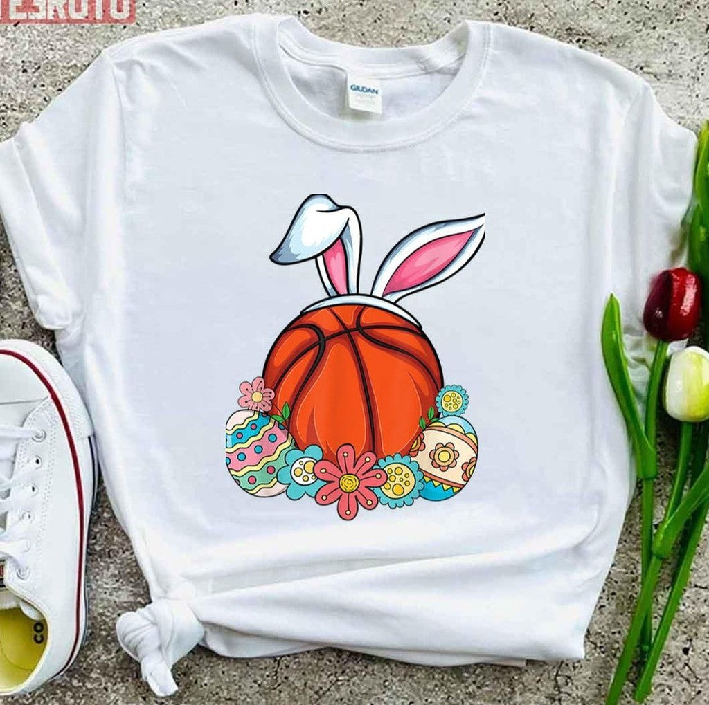 Basketball Bunny Ear Boys Teens Easter Basketball Unisex T-shirt