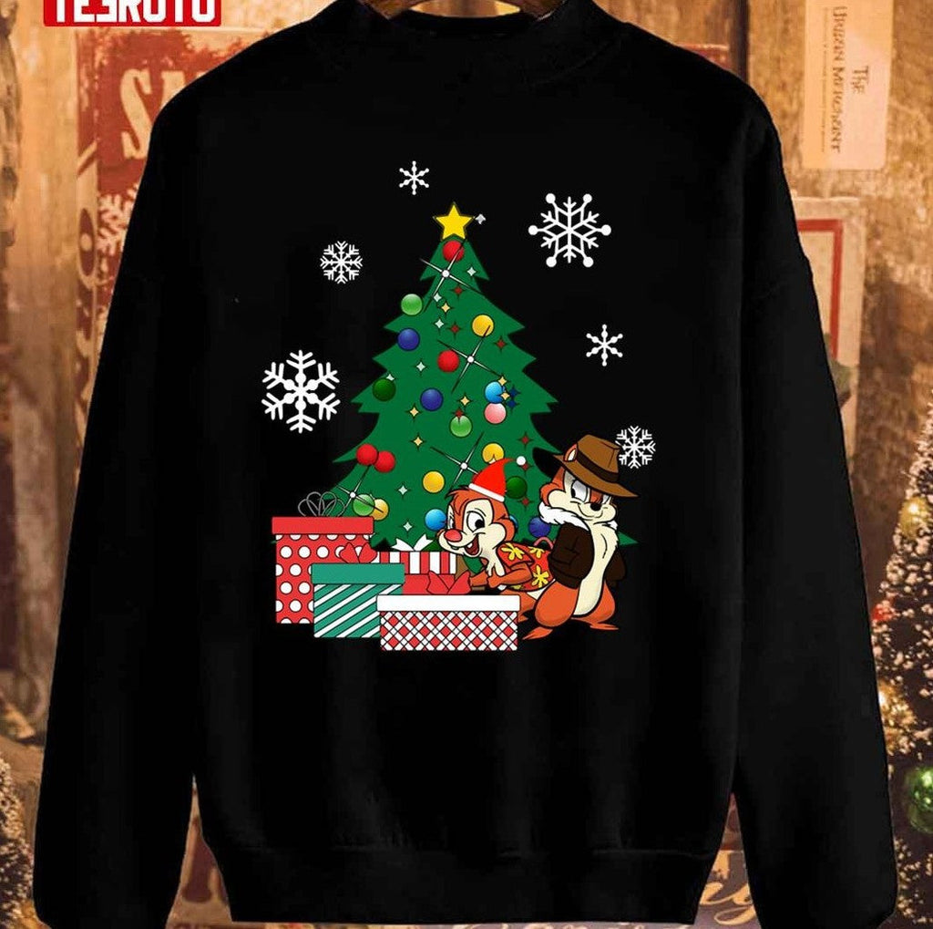 Around The Cartoon Chip N Dale Rangers Christmas Tree Unisex Sweatshirt