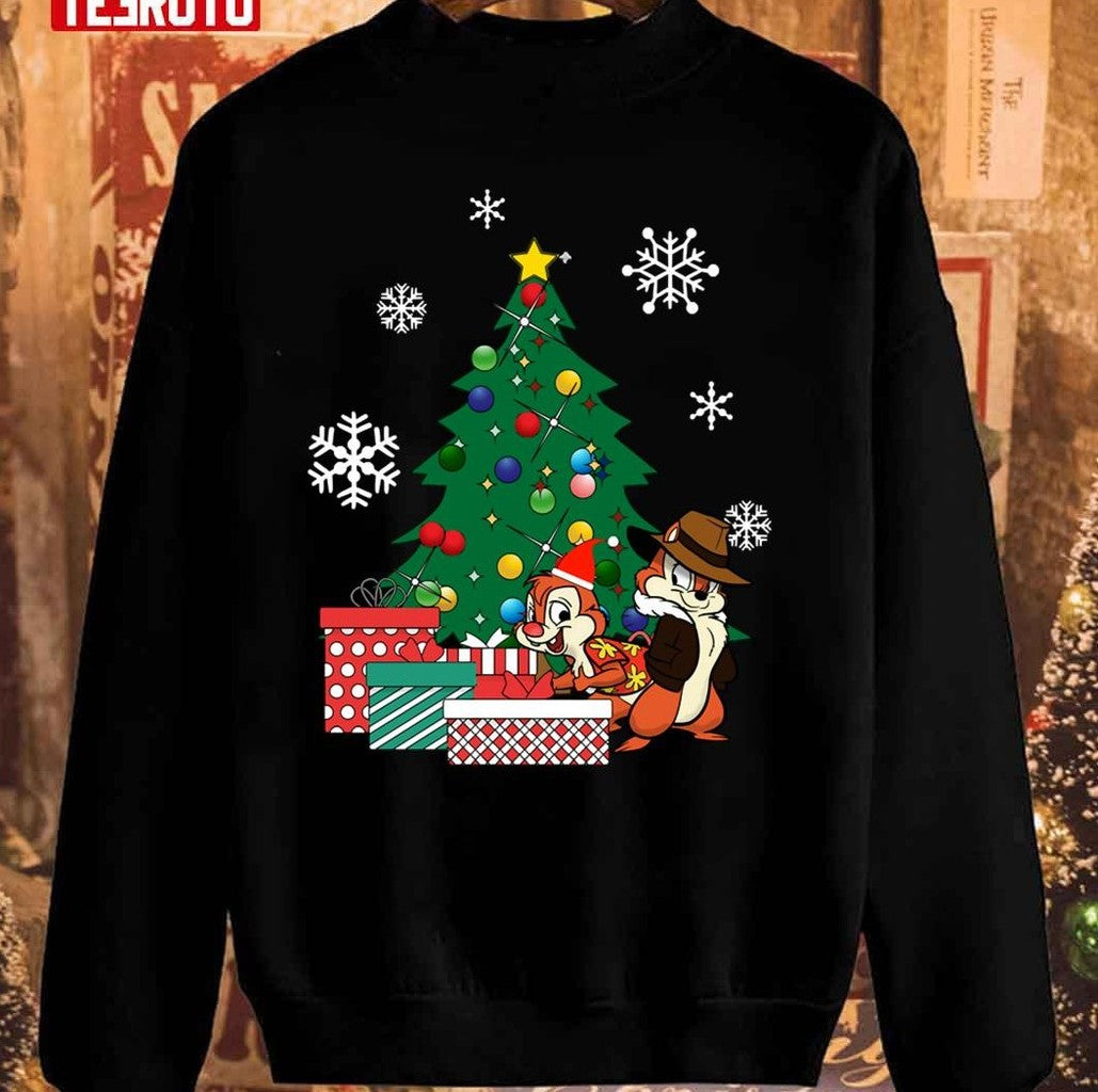 Around The Cartoon Chip N Dale Rangers Christmas Tree Unisex Sweatshirt