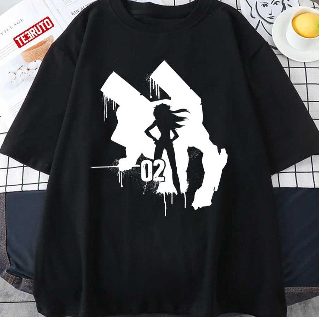 Asuka Eva Unit 02 Asuka Langley Soryu Character Bw Art Unisex T-shirt