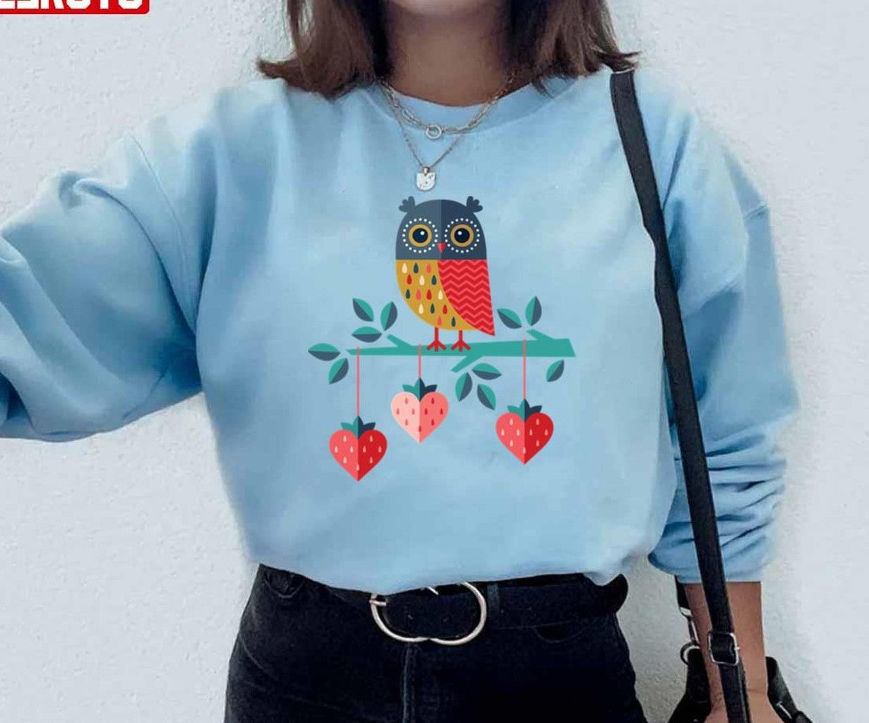 Owl Always Love You Cute Owl Draw Stawberry Unisex Sweatshirt