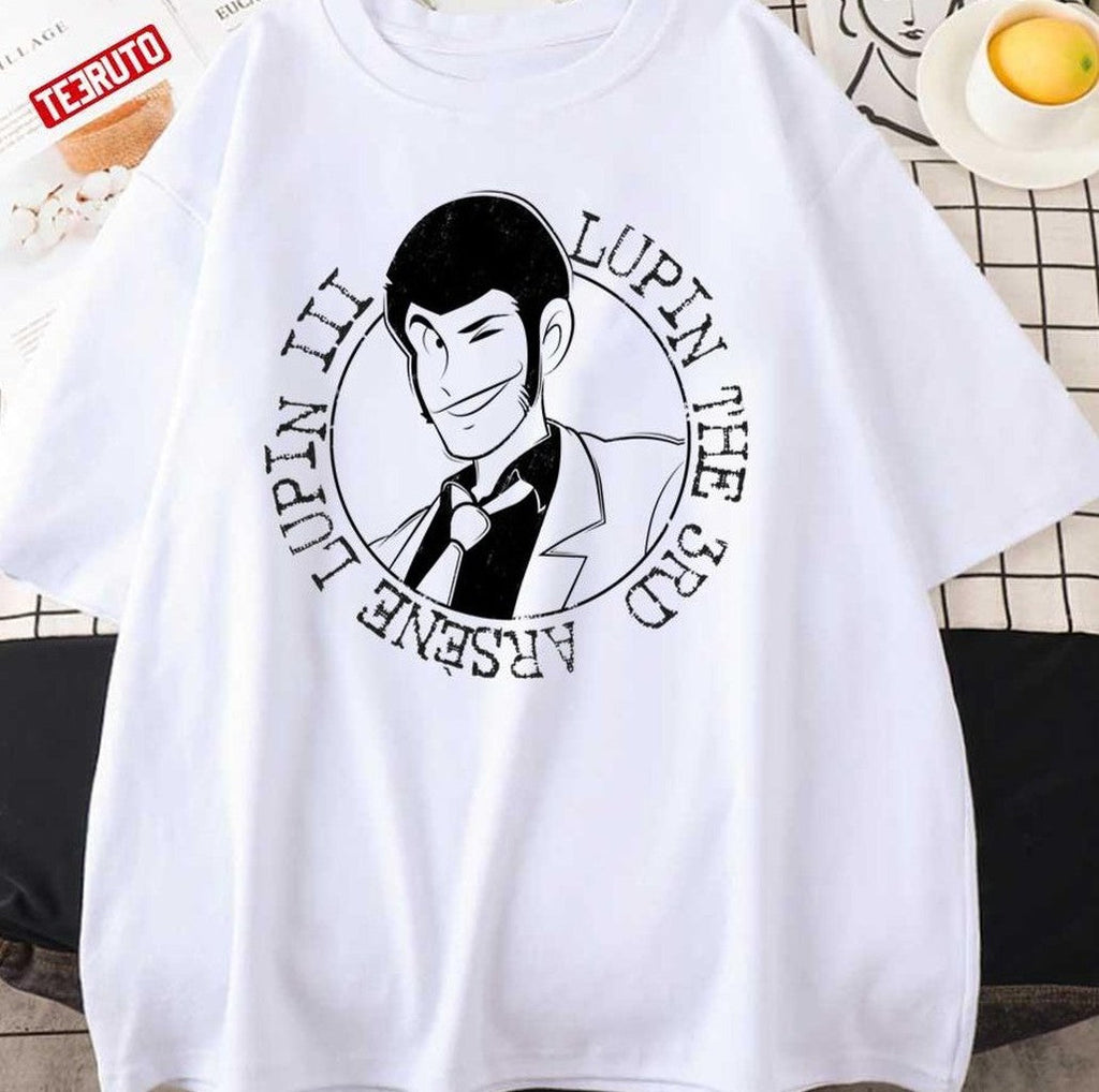 Black And White Design Lupin Stamp Lupin Cartoon Unisex T-Shirt
