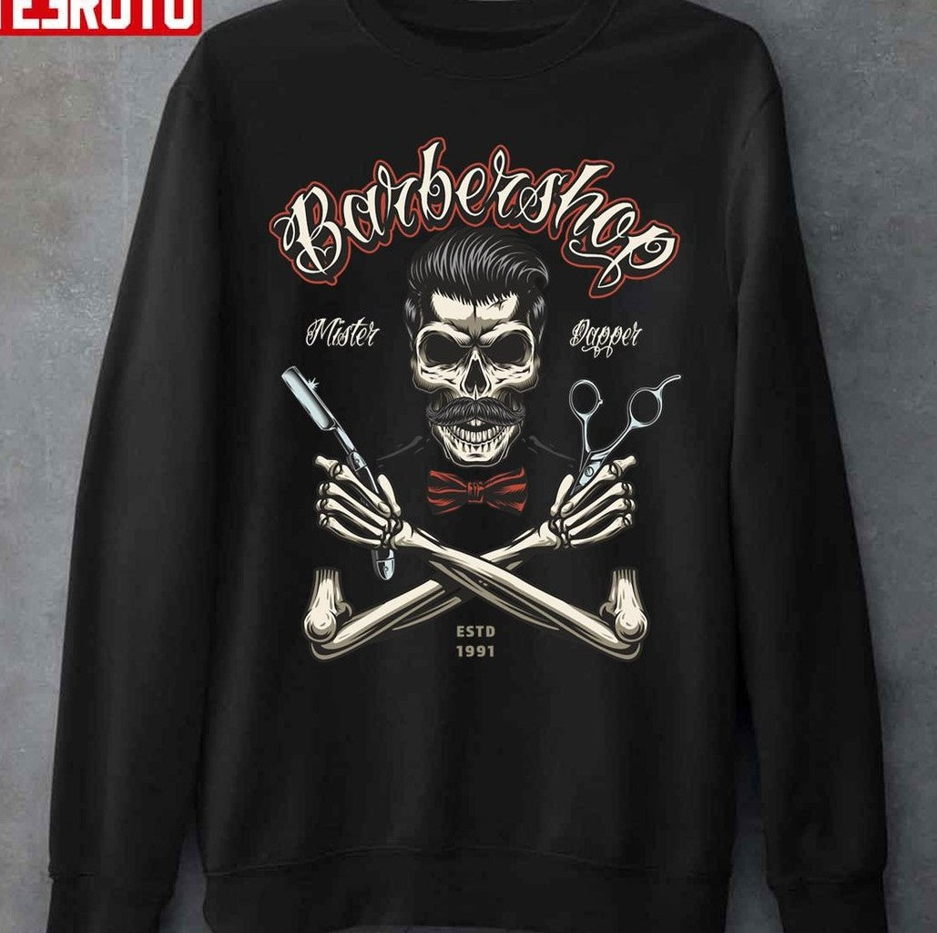Skull Barber Shop Unisex T-Shirt