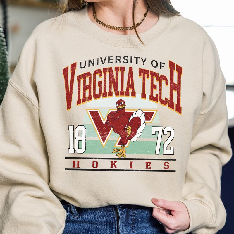 Virginia Tech Hokies Vintage College NCAA Sweatshirt, Vintage Football Sweatshirt NCAA, Classic Sport Sweatshirt, Gifts For Football Fan Sport