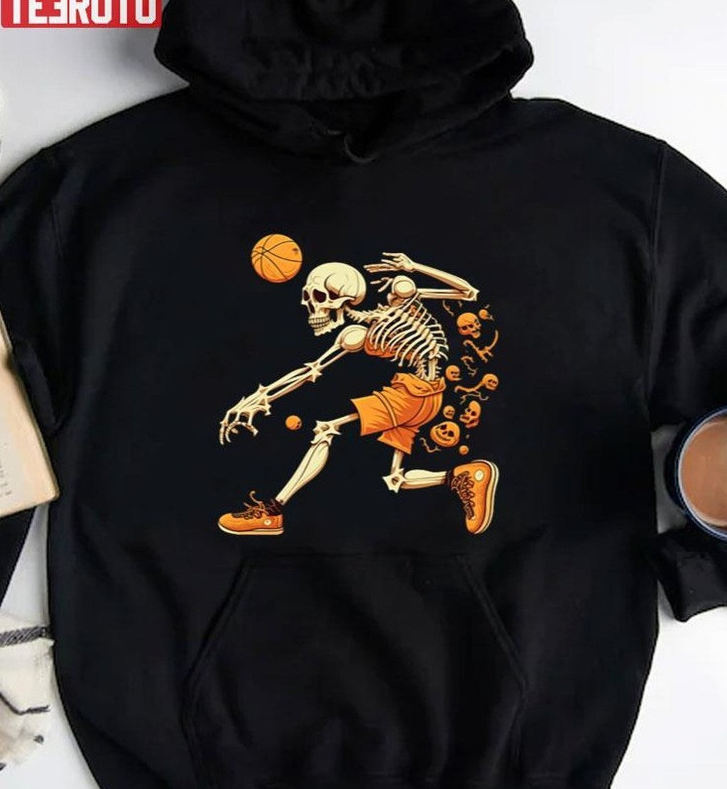 Skeleton Playing Basketball Unisex T-Shirt