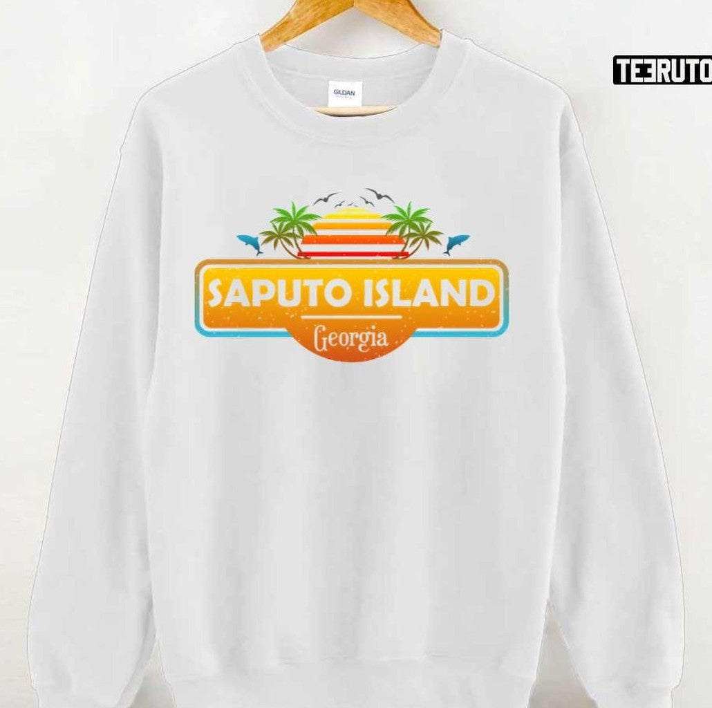 Saputo Island Beach Georgia Palm Trees Sunset Summer Unisex T-Shirt
