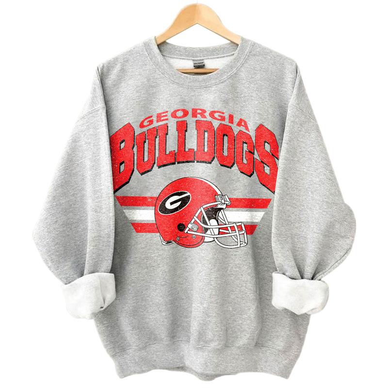 Georgia Bulldogs Vintage NCAA Sweatshirt, Unisex Bulldogs Football Shirt, Classic Sport Hoodie Gift for Fans, Cotton, Sweatshirt, Casual Shirt