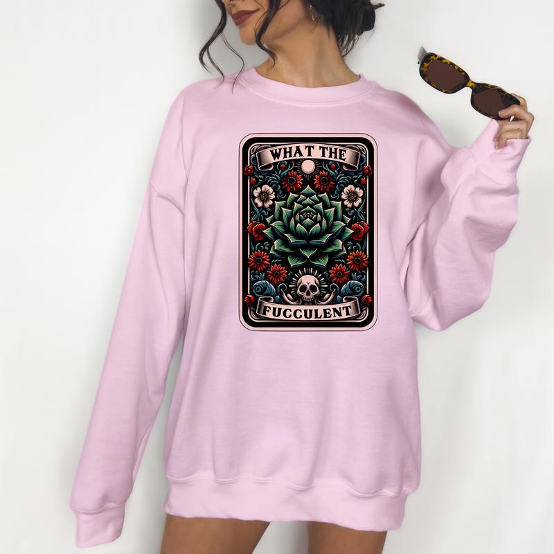 What the Facculent - Unisex Crewneck Sweatshirt - Print is Sublimation, Funny Tee, Funny Apparel, Gift Idea, Relaxed Fit, Casual Apparel