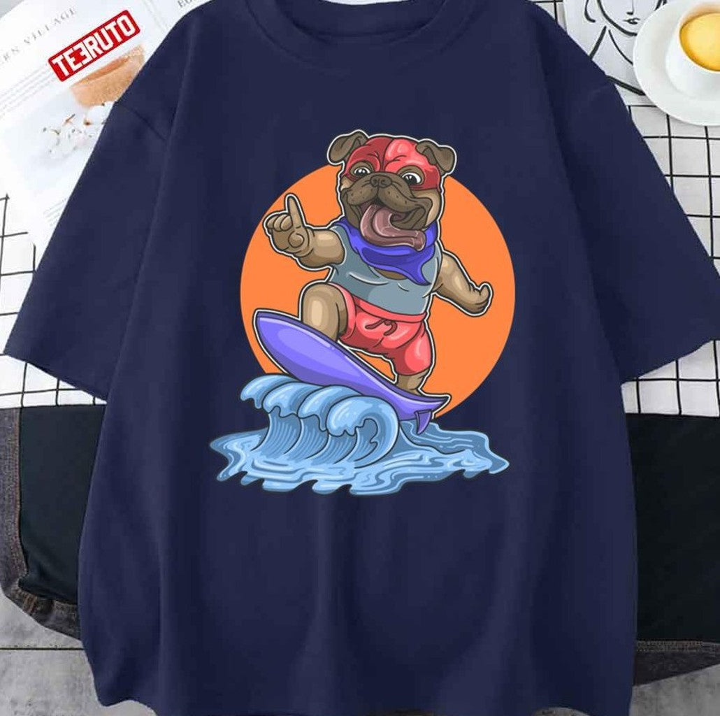Pug Dog On Surfboard Unisex Sweatshirt