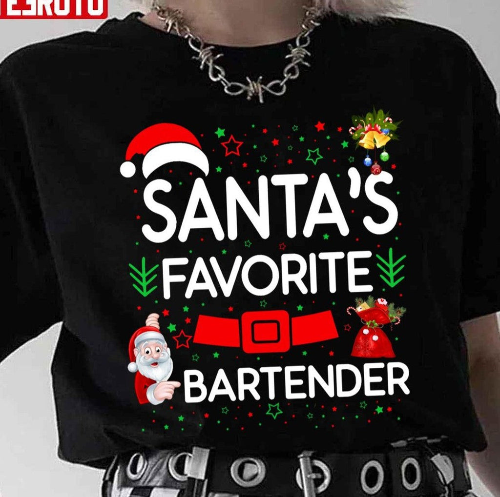 Santa's Favorite With Bartender Unisex T-Shirt
