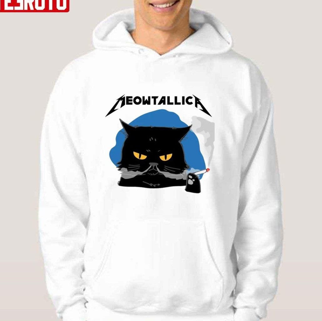 Smoking Cat Meowtallica Metalica Unisex Hoodie