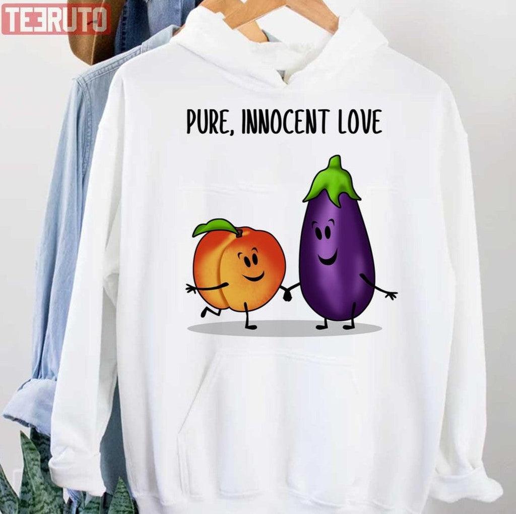 Pure Innocent Love Eggplant And Peach Unisex Hoodie