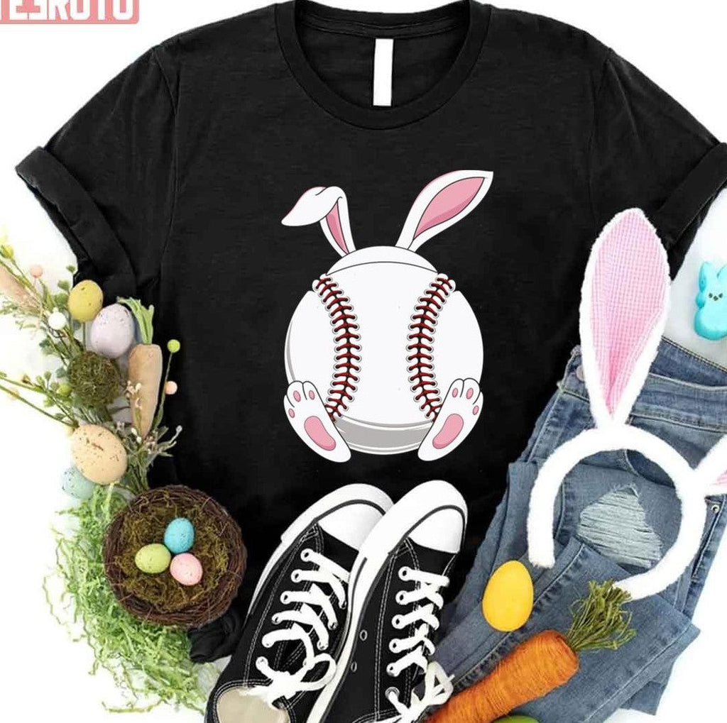 Simple Design Easter Baseball Cute Bunny Happy Easter Ball Unisex T-shirt