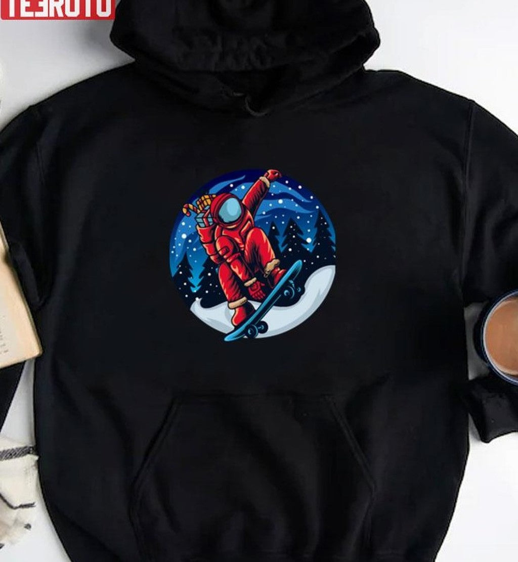 Snowskating Astronaut Christmas Gift Unisex Sweatshirt