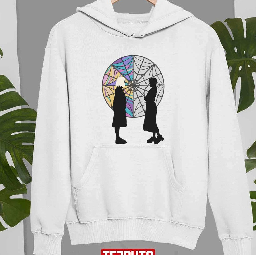 Silhouettes Spiderweb Window Wednesday Addams And Enid SinclairUnisex Sweatshirt