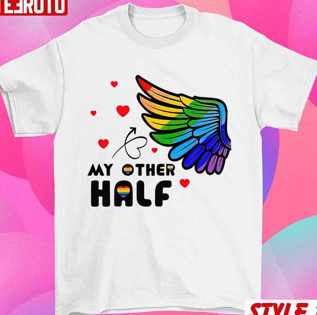 Rainbow LGBT Wing My Other Half Couple Matching Valentine T-Shirt
