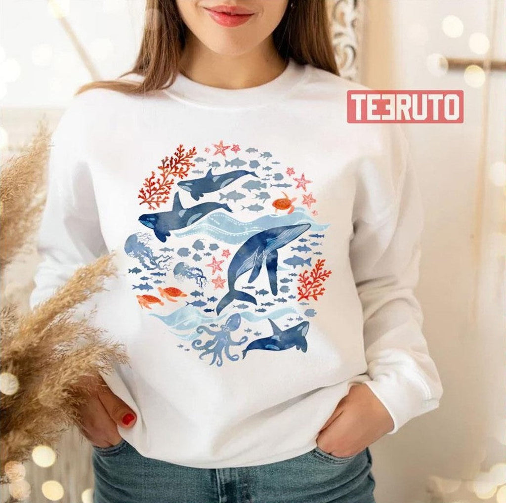 Ocean Life Sea Creatures Unisex Sweatshirt