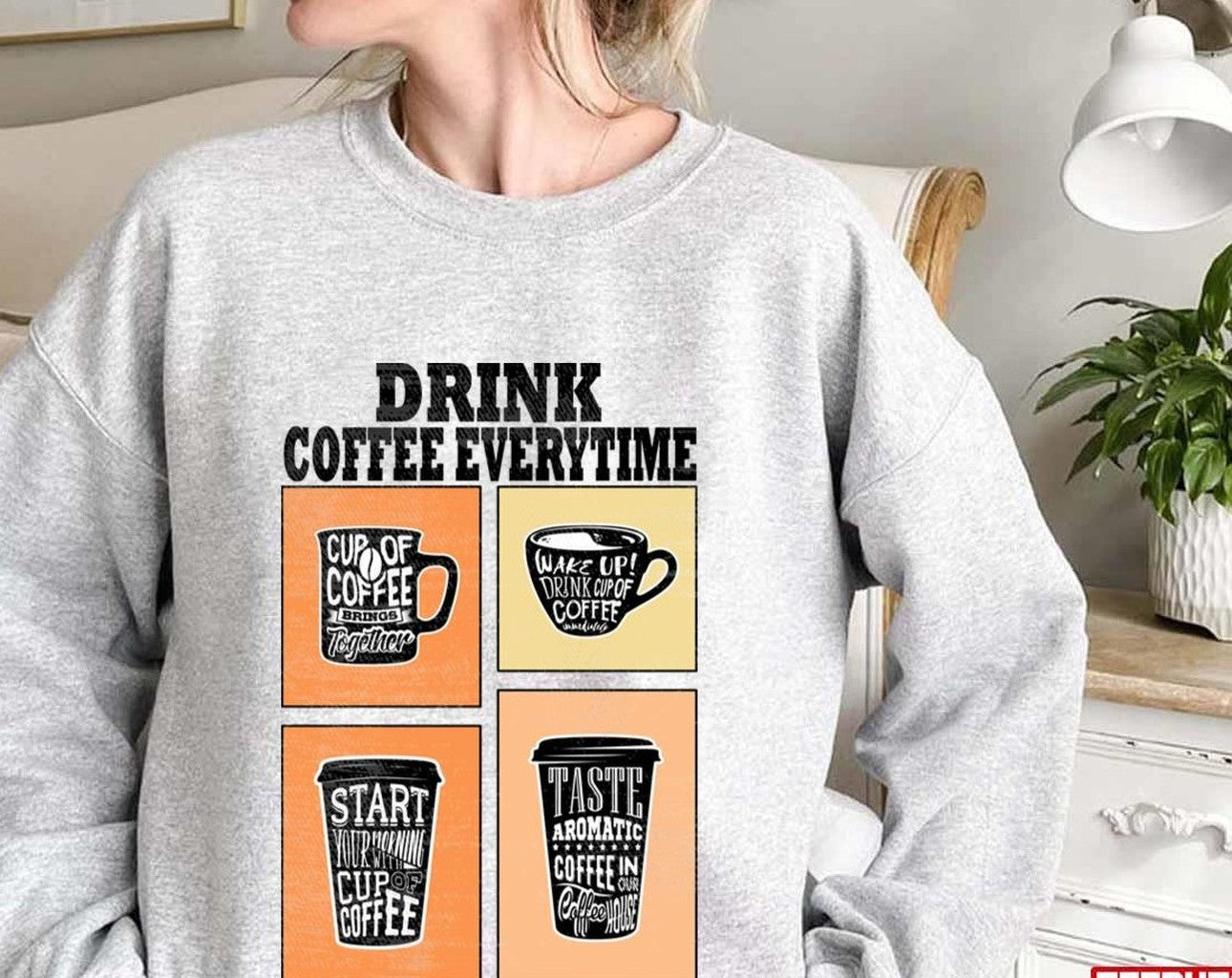 Quotes For Coffee Addict Drink Coffee Everytime I'm Thinking Of Funny Unisex Sweatshirt