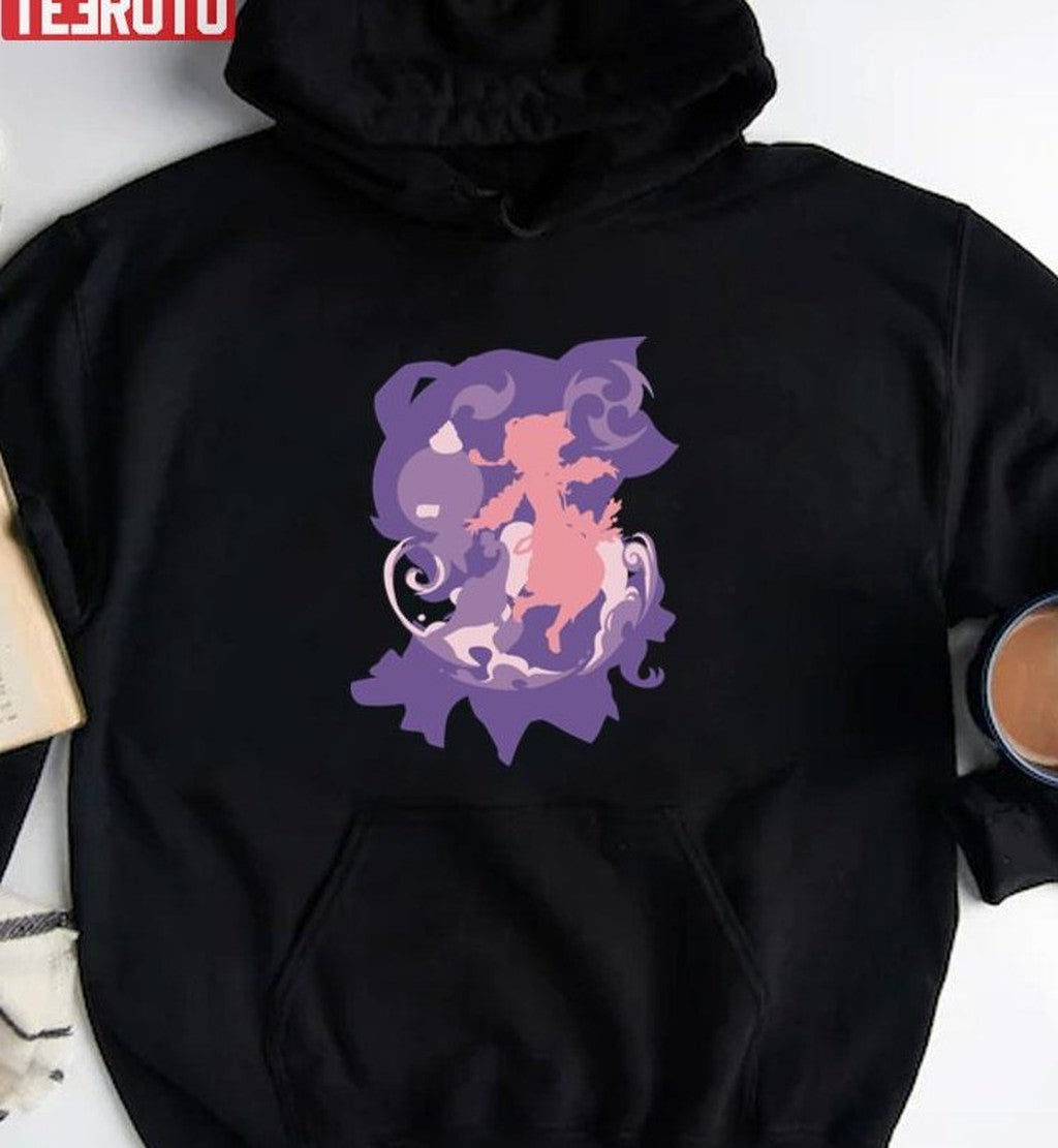 Pink Silhouette Of Dori From Genshin Impact Game In Double Exposure Technique Unisex T-shirt