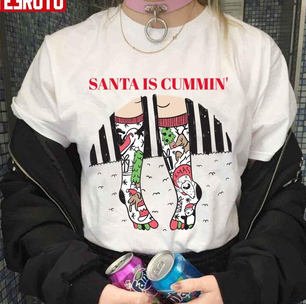 Santa Is Cummin' Inappropriate Christmas Unisex Sweatshirt