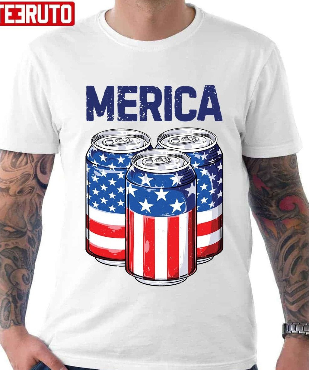 Beer American Flag 4th Of July Unisex T-Shirt