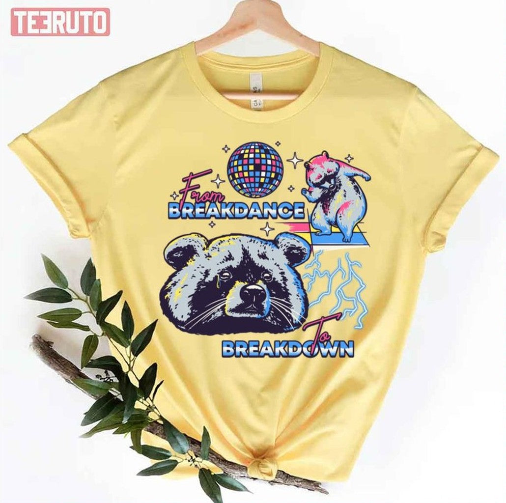 Raccoon Meme From Breakdance To Breakdown Unisex T-Shirt