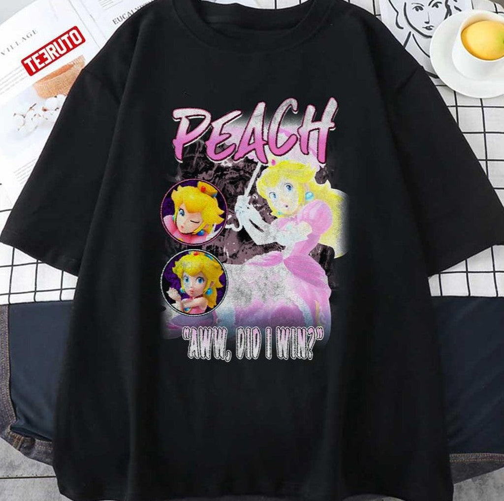 Peach Pink Princess Aww Did I Win Smash Bros Vintage Graphic Unisex T-shirt