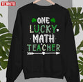 One Lucky Math Teacher St Patricks Day Buffalo Plaid Unisex Sweatshirt