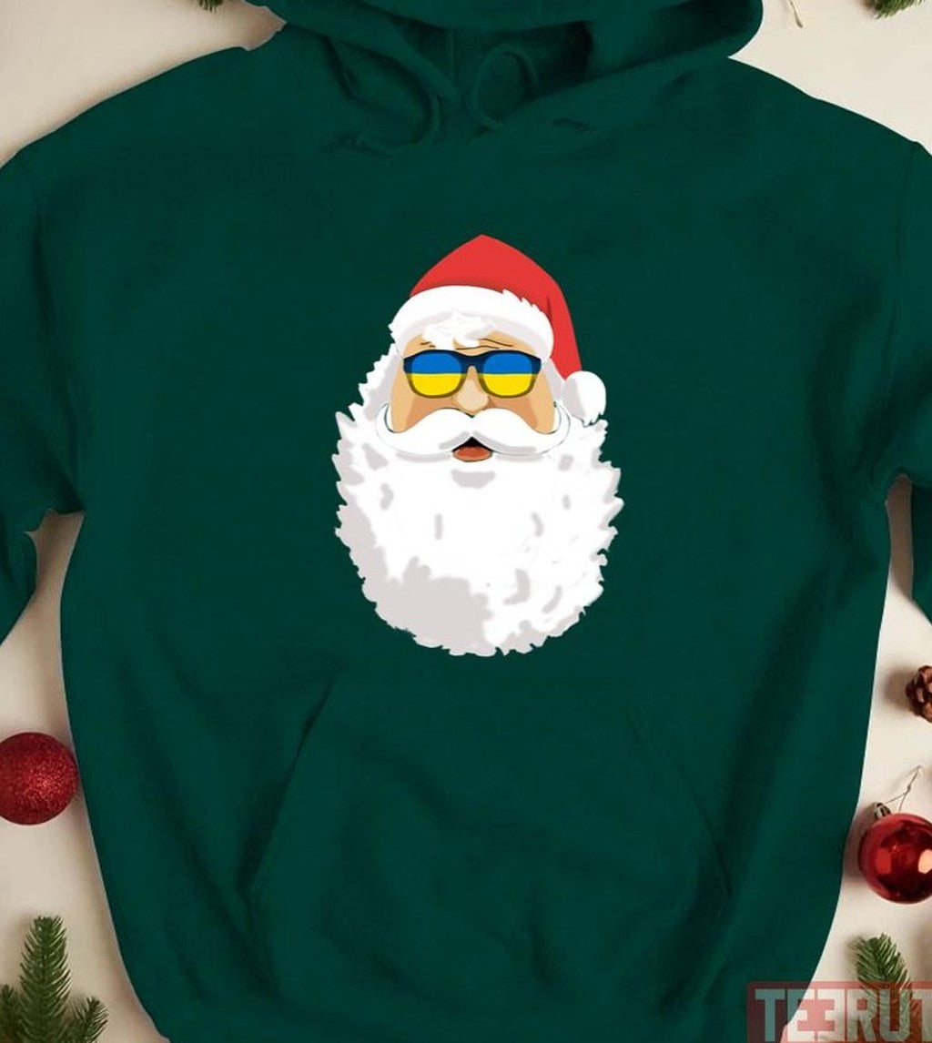 Santa Patriotic Ukraine Sunglasses Christmas Unisex Sweatshirt
