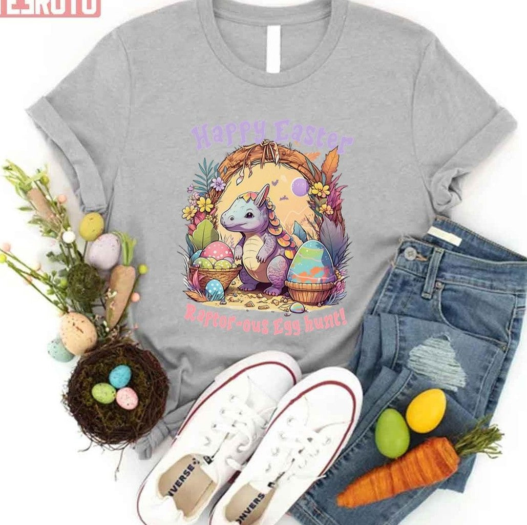 Raptor Ous Egg Hunt T Rex Dinosaur Easter Saurus Happy Easter Unisex T-shirt