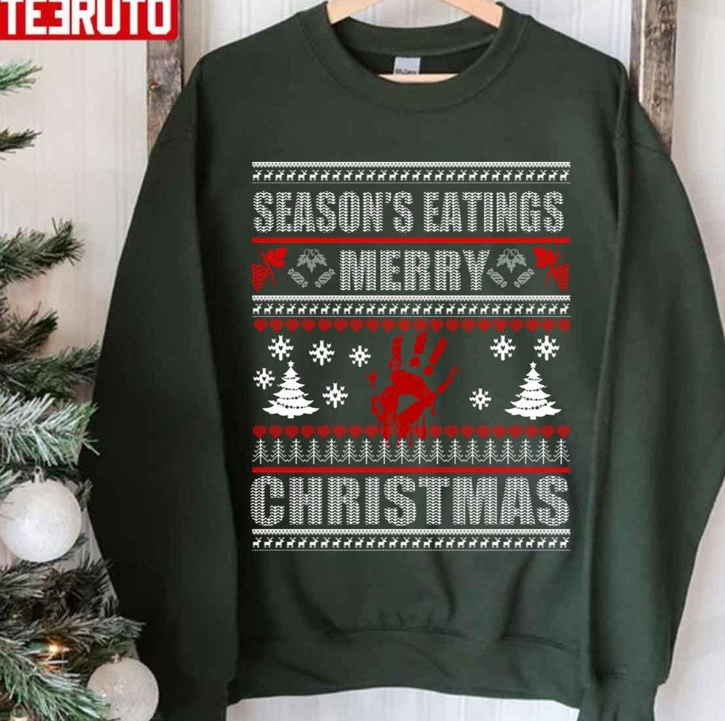 Season's Eatings Merry Christmas Zombie Funny Unisex Sweatshirt