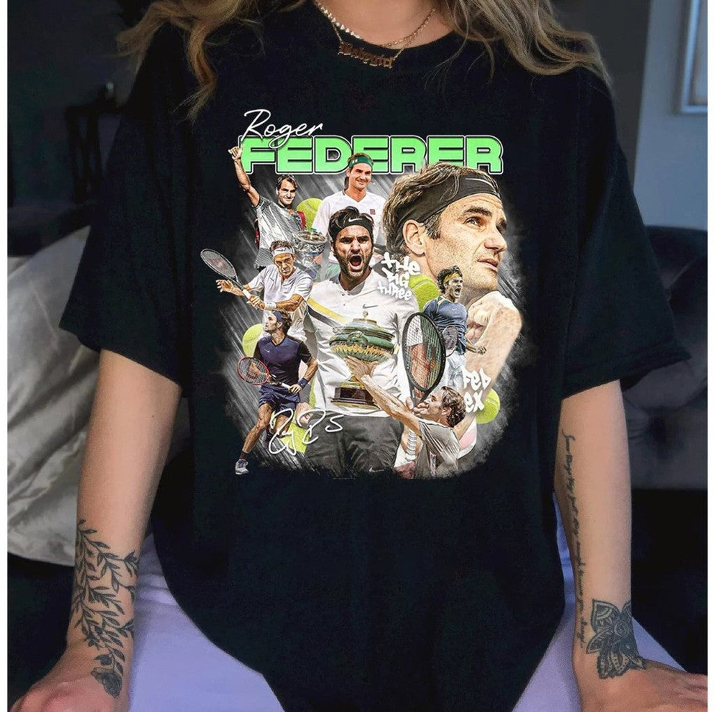 ROGER FEDERER Tennis Rap Hip Hop 90s Bootleg Shirt